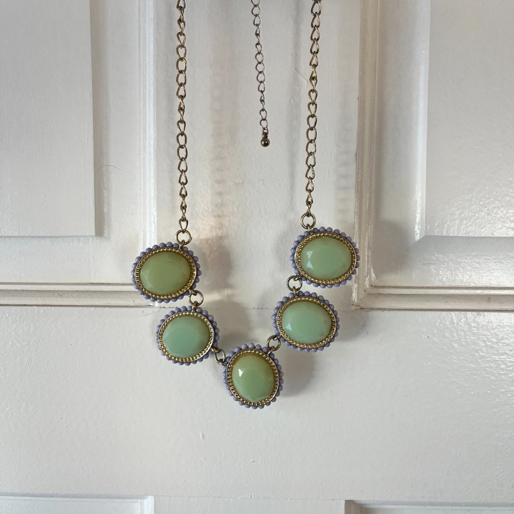 Francescas Statement Necklace- turquoise Stones with gold & lavender accents - Picture 9 of 14